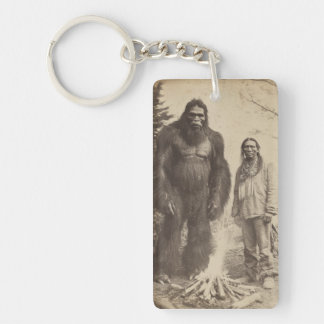 Vintage Sasquatch & Native American Photo Acrylic Key Ring