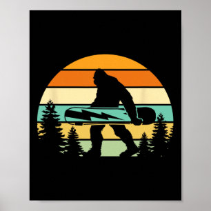 Vintage Sasquatch Snowboarding Retro Bigfoot Winte Poster