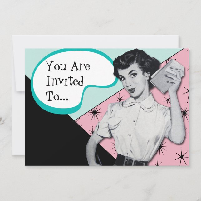 Vintage Sassy Secretary Invitation (Front)