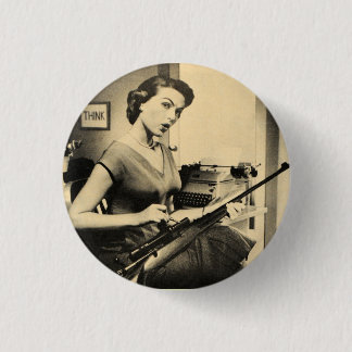 Vintage Sassy Secretary Rifle Gun Fashion Button