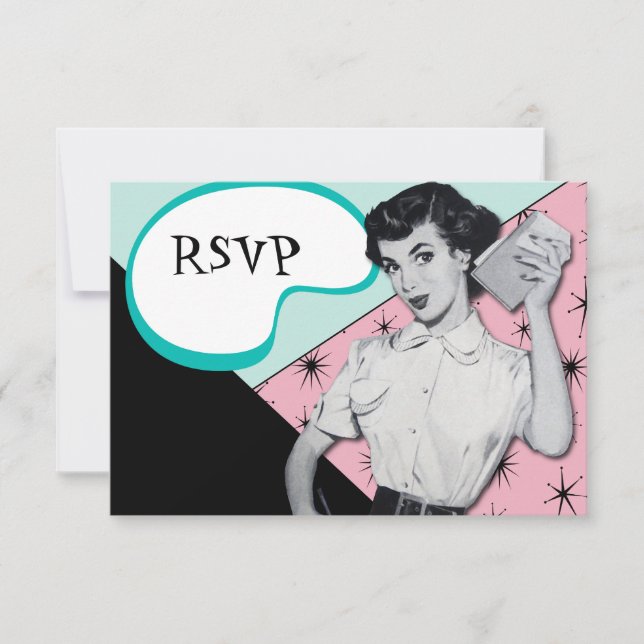 Vintage Sassy Secretary RSVP Card (Front)