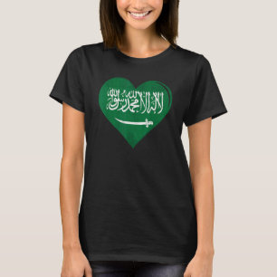 Vintage Saudi Arabia Flag Heart For Saudi Arabian T-Shirt