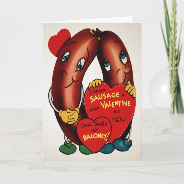 Vintage Sausage Valentine's Day Card (Front)