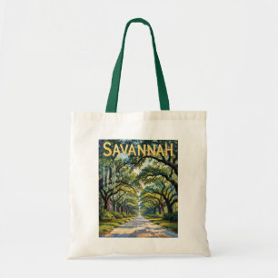 Vintage Savannah Georgia Van Gogh Style Oak Avenue Tote Bag