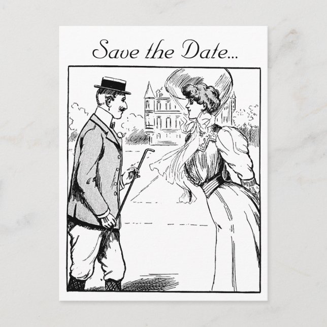 Vintage Save the Date Announcement Postcard (Front)