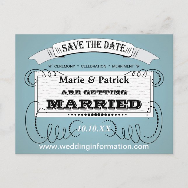 Vintage Save The Date Announcement Postcard (Front)