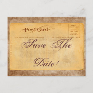 Vintage Save The Date! Damask Invitation Postcards
