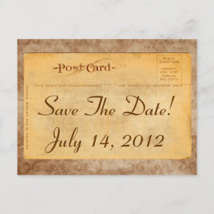 Vintage Save The Date! Damask Invitation Postcards