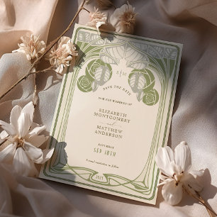 Vintage Save the Date Mackintosh Inspired Trees Invitation