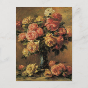 Vintage Save the Date! Roses in a Vase by Renoir Announcement Postcard