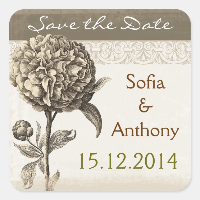 vintage save the date stickers (Front)