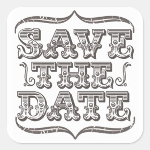 Vintage Save the Date Typography White Stickers