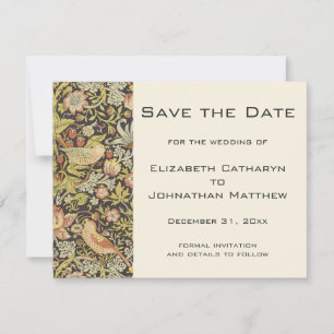 Vintage Save the Date William Morris Flowers Birds