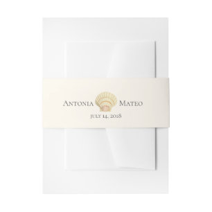 Vintage Scallop Single Seashell Wedding Invitation Belly Band