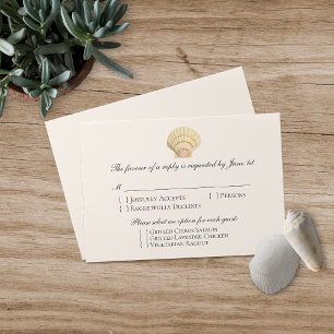 Vintage Scallop Single Seashell Wedding RSVP Card