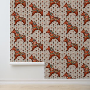 Vintage Scandinavia Folk Art Dala Horse Wallpaper