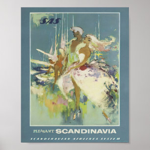 Vintage Scandinavia Travel Advertisement Poster