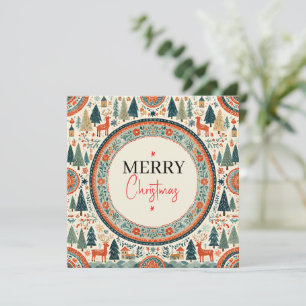 Vintage Scandinavian Christmas Winter Wonderland Card
