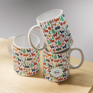 Vintage Scandinavian Folk Art Monogram Pattern Coffee Mug