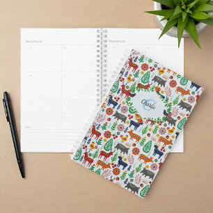 Vintage Scandinavian Folk Art Monogram Pattern Planner