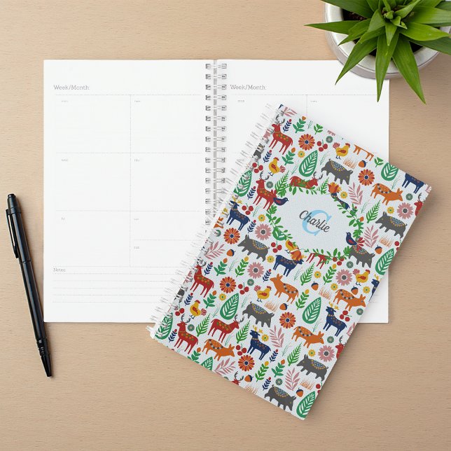 Vintage Scandinavian Folk Art Monogram Pattern Planner (Creator Uploaded)