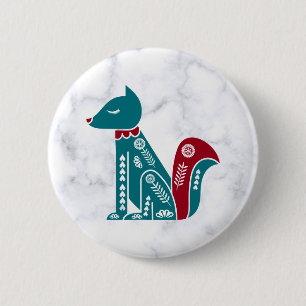 Vintage Scandinavian Squirrel on Marble 6 Cm Round Badge