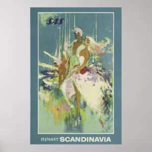 Vintage Scandinavian Travel poster, Retro Poster