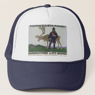 Vintage Scandinavian Travel to Norway Man Reindeer Trucker Hat