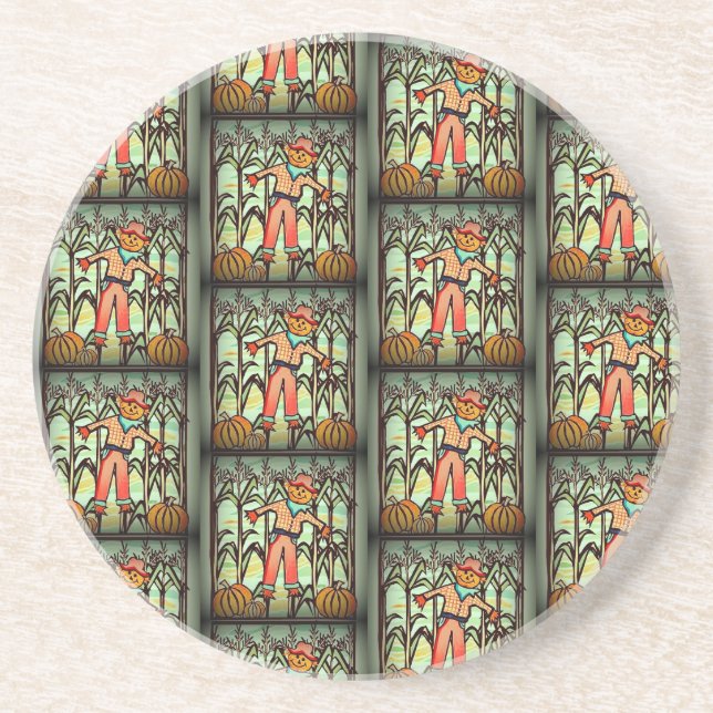 Vintage Scarecrow Drink Coaster (Front)