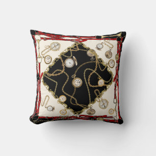 Vintage Scarf: Chain Clock Pattern Cushion