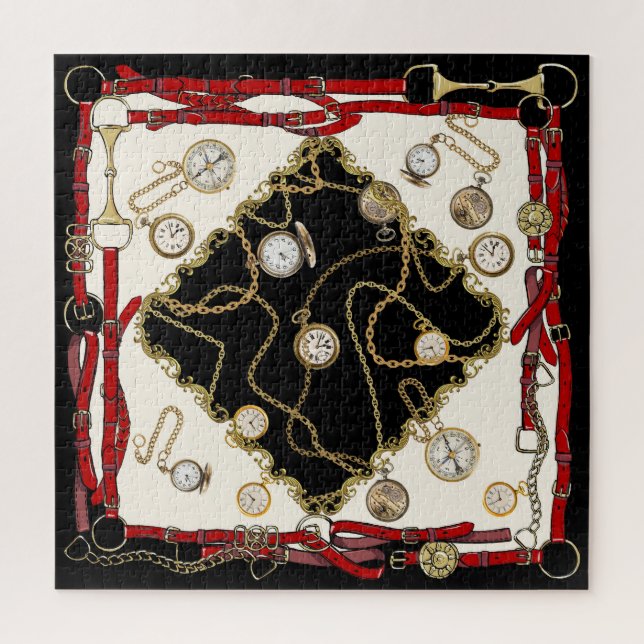 Vintage Scarf: Chain Clock Pattern Jigsaw Puzzle (Vertical)