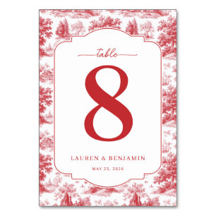 Vintage Scarlet Château Wedding Table Number