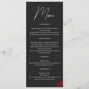 Vintage scarlet red rose petal flower wedding menu