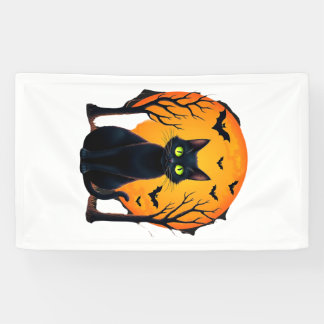 Vintage Scary Christmas Cat Costume Retro Cat Moon Banner
