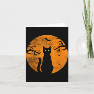 Vintage Scary Christmas Cat Costume Retro Cat Moon Card
