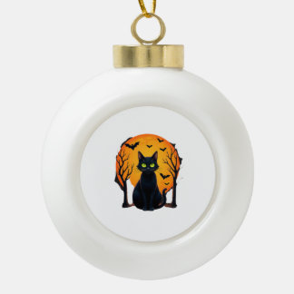 Vintage Scary Christmas Cat Costume Retro Cat Moon Ceramic Ball Christmas Ornament