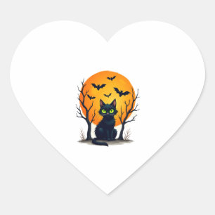 Vintage Scary Christmas Cat Costume Retro Cat Moon Heart Sticker