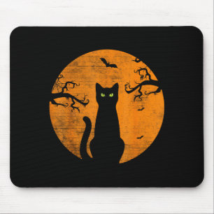 Vintage Scary Christmas Cat Costume Retro Cat Moon Mouse Pad