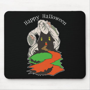 Vintage Scary Ghost Hovering Over A Spooky Haunted Mouse Pad