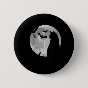 Vintage Scary Halloween Black Cat Costume Bats 6 Cm Round Badge