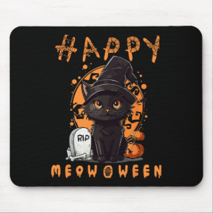 Vintage Scary Halloween Black Cat Costume Mouse Pad
