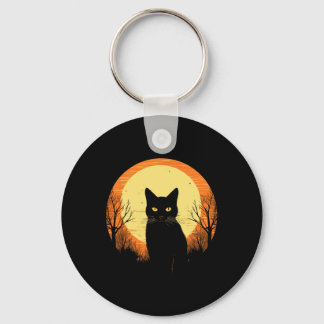 Vintage Scary Halloween Black Cat Costume Retro Mo Key Ring