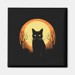 Vintage Scary Halloween Black Cat Costume Retro Mo Magnet