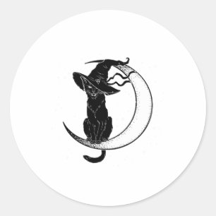 Vintage Scary Halloween Black Cat Costume Shirt Classic Round Sticker