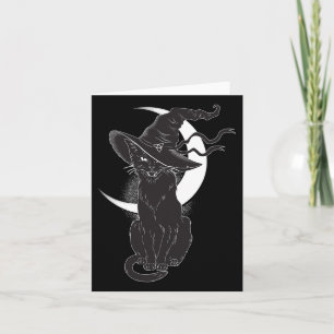 Vintage Scary Halloween Black Cat Costume Witch Ha Card