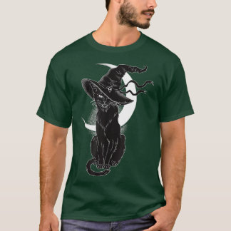 Vintage Scary Halloween Black Cat Costume Witch Ha T-Shirt