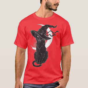 Vintage Scary Halloween Black Cat Costume Witch Ha T-Shirt