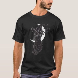 Vintage Scary Halloween Black Cat Costume Witch Ha T-Shirt
