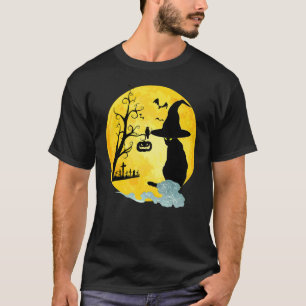 Vintage Scary Halloween Black Cat Costume Witch Ha T-Shirt