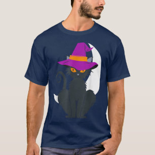 Vintage Scary Halloween Black Cat Costume Witch Ha T-Shirt
